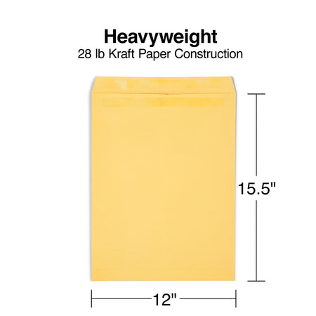 Staples Self Seal Kraft Catalog Envelopes, 12" x 15.5", Brown, 100/Box