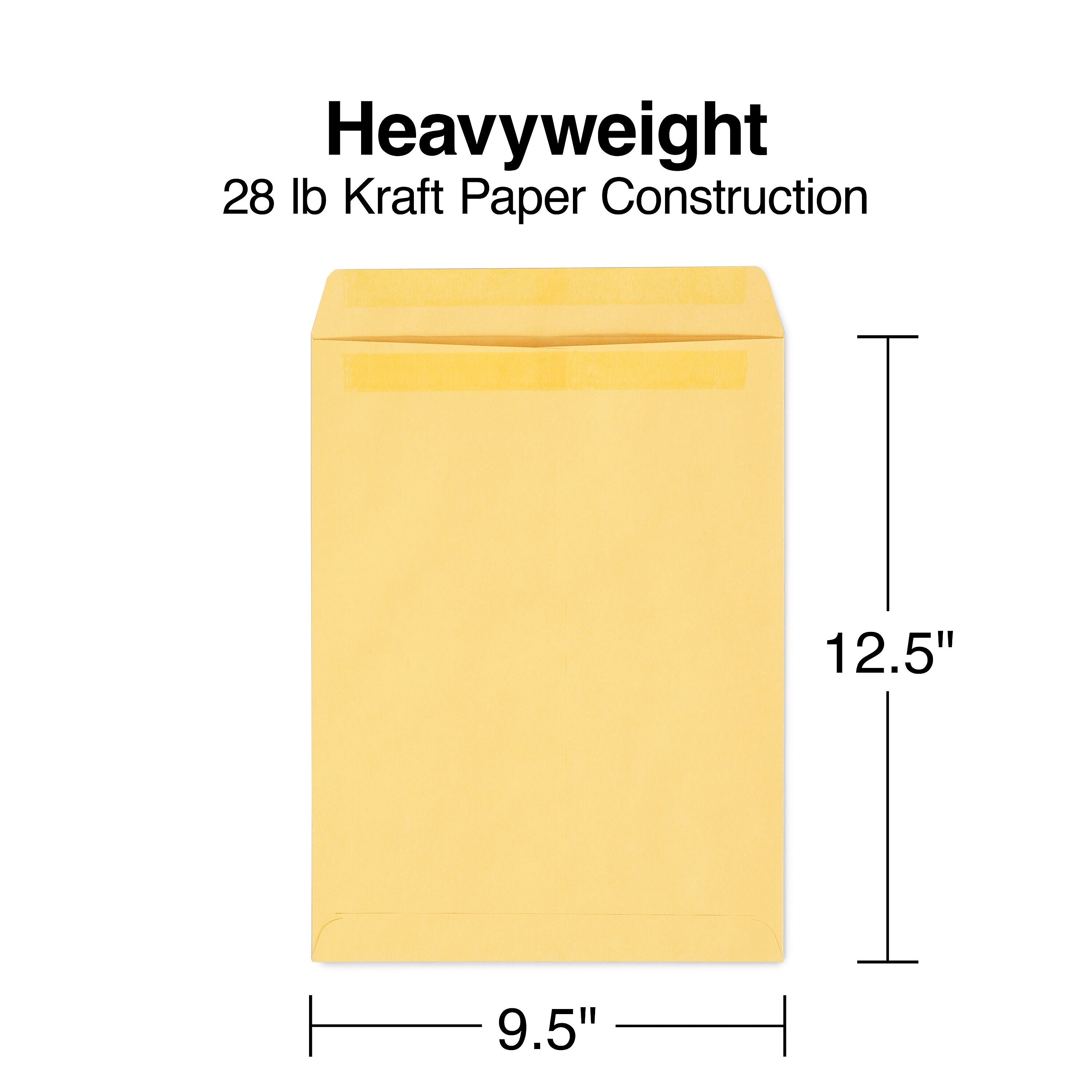 Staples Self Seal Kraft Catalog Envelopes, 9.5"L x 12.5"H, Brown, 100/Box