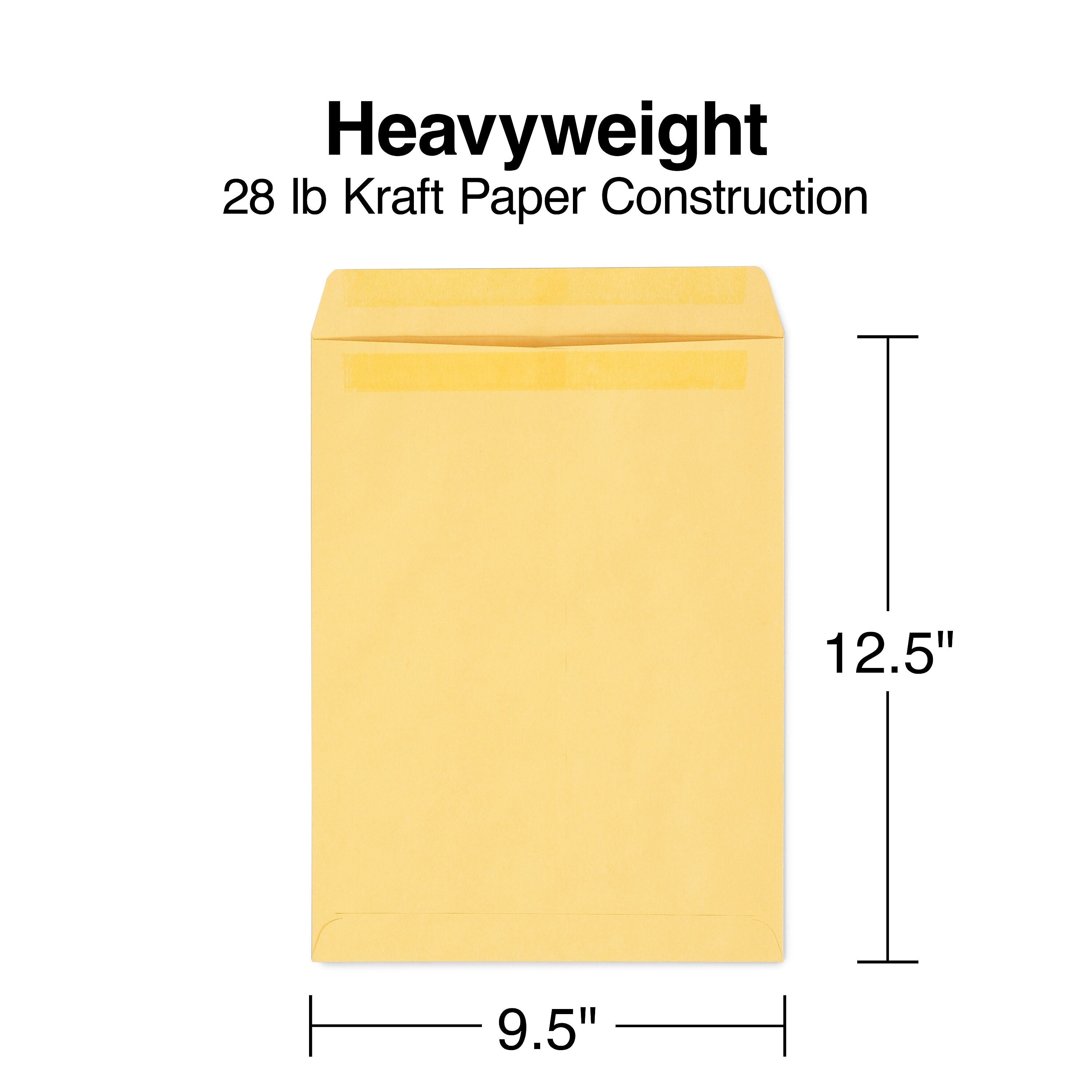 Staples Self Seal Kraft Catalog Envelopes, 9.5"L x 12.5"H, Brown, 100/Box