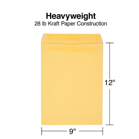 Staples Self Seal Kraft Catalog Envelopes, 9"L x 12"H, Brown, 250/Box