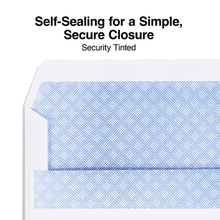 Staples Self Seal Security Tinted #10 Window Envelope, 4 1/8" x 9 1/2", White Wove, 500/Box