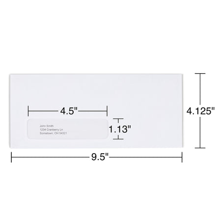 Staples Self Seal Security Tinted #10 Window Envelope, 4 1/8" x 9 1/2", White Wove, 500/Box