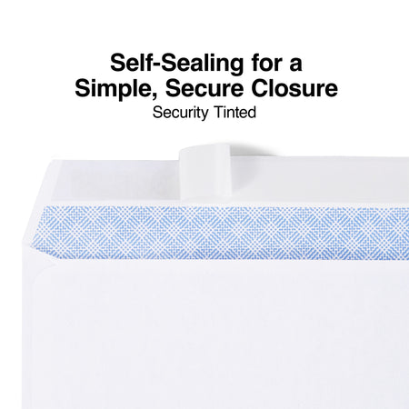 Staples Self Seal Security Tinted #6 3/4 Business Envelopes, 3 5/8" x 6 1/2", White, 50/Box