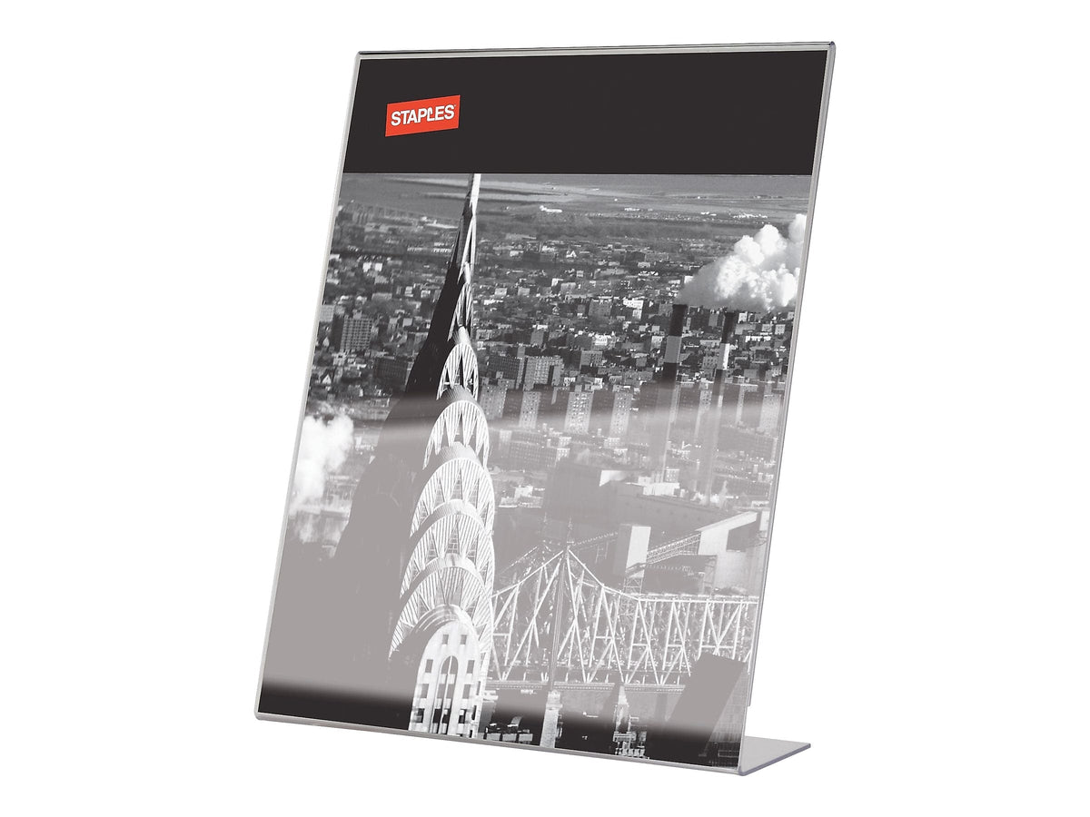 Staples Sign Holder, 8.5" x 11", Clear Plastic