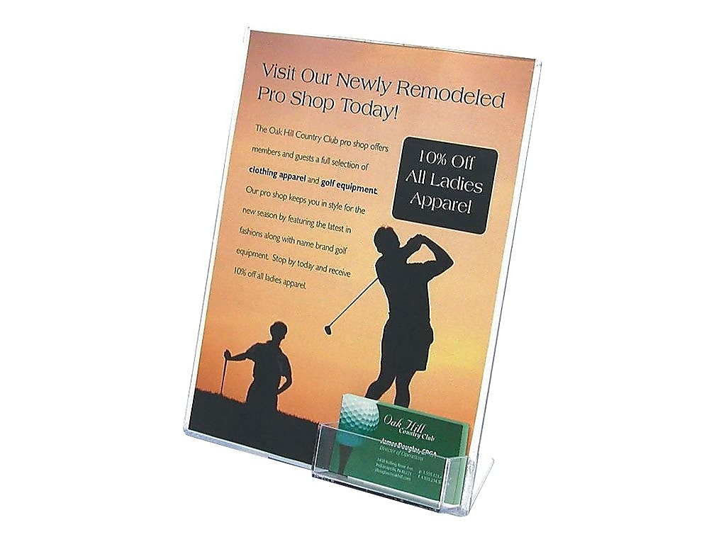 Staples Sign Holder with Business Card Pocket, 8.5