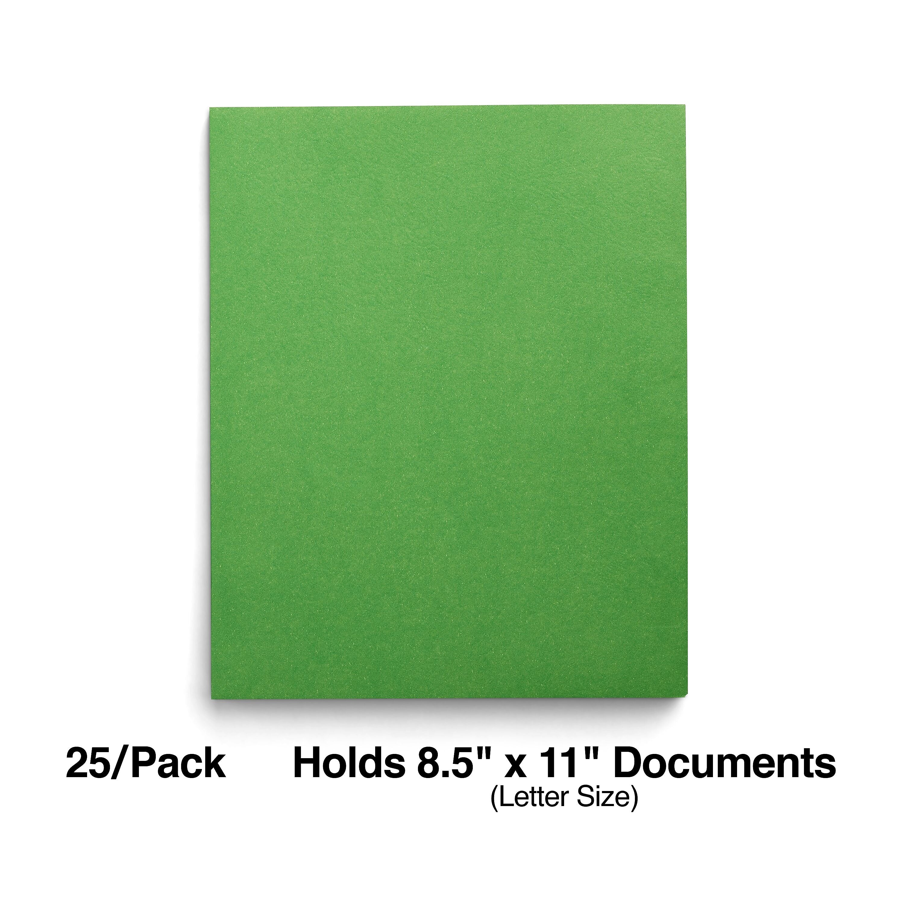 Staples Smooth 2-Pocket Paper Folder, Green, 25/Box