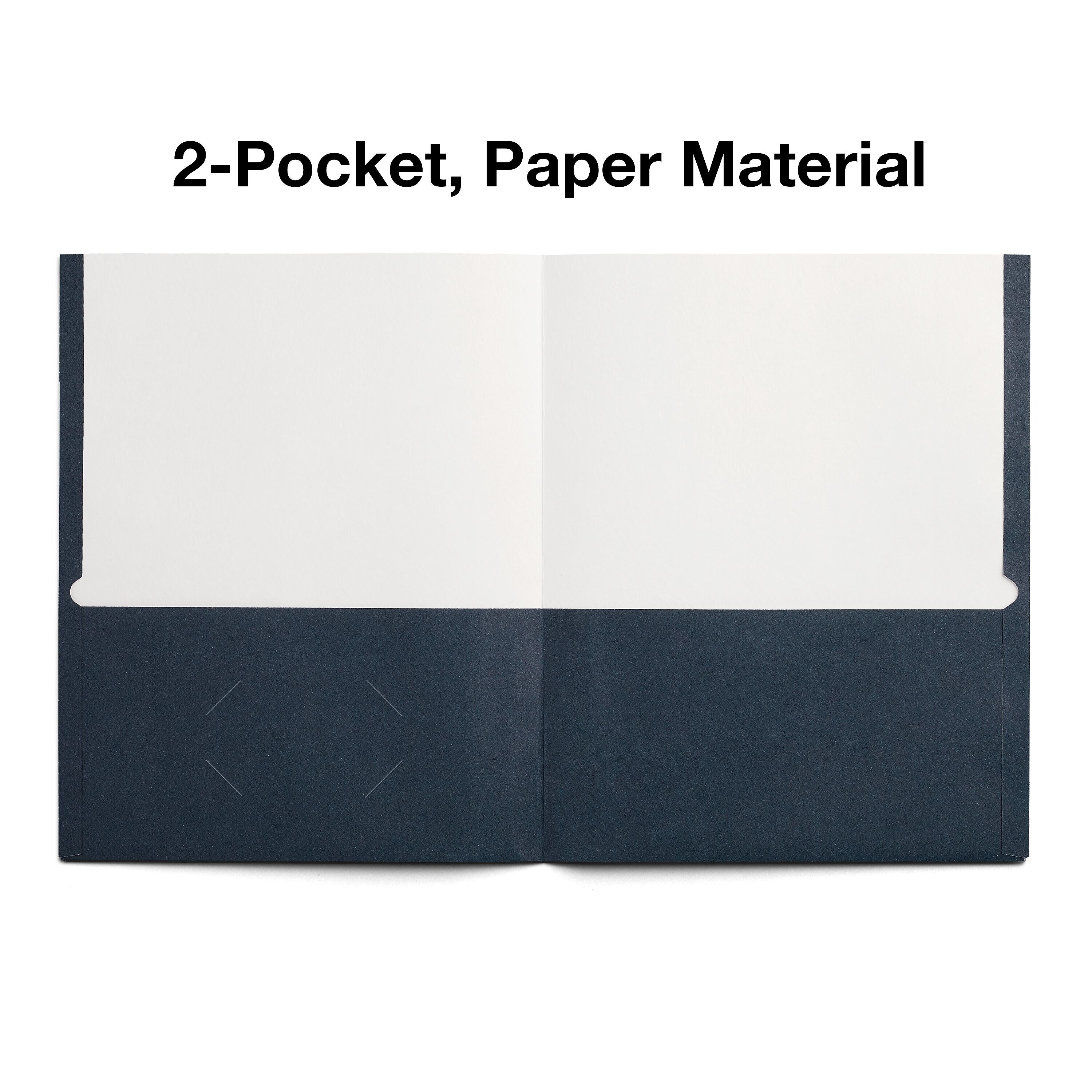 Staples Smooth 2-Pocket Paper Folder, Navy, 25/Box