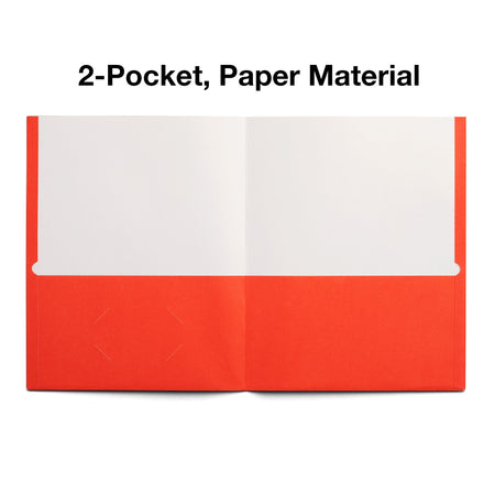 Staples Smooth 2-Pocket Paper Folder, Orange, 25/Box