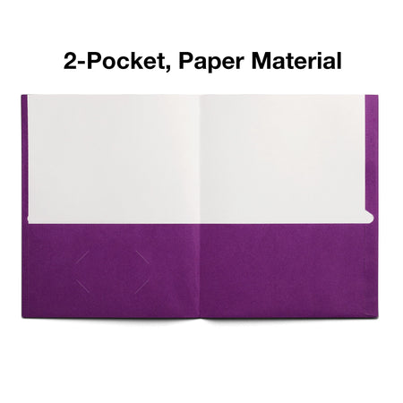 Staples Smooth 2-Pocket Paper Folder, Purple, 25/Box