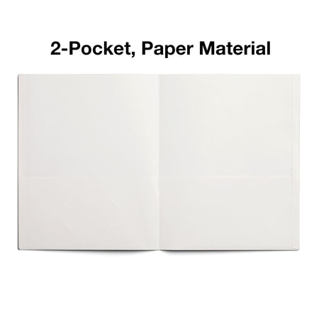 Staples Smooth 2-Pocket Paper Folder, White, 25/Box