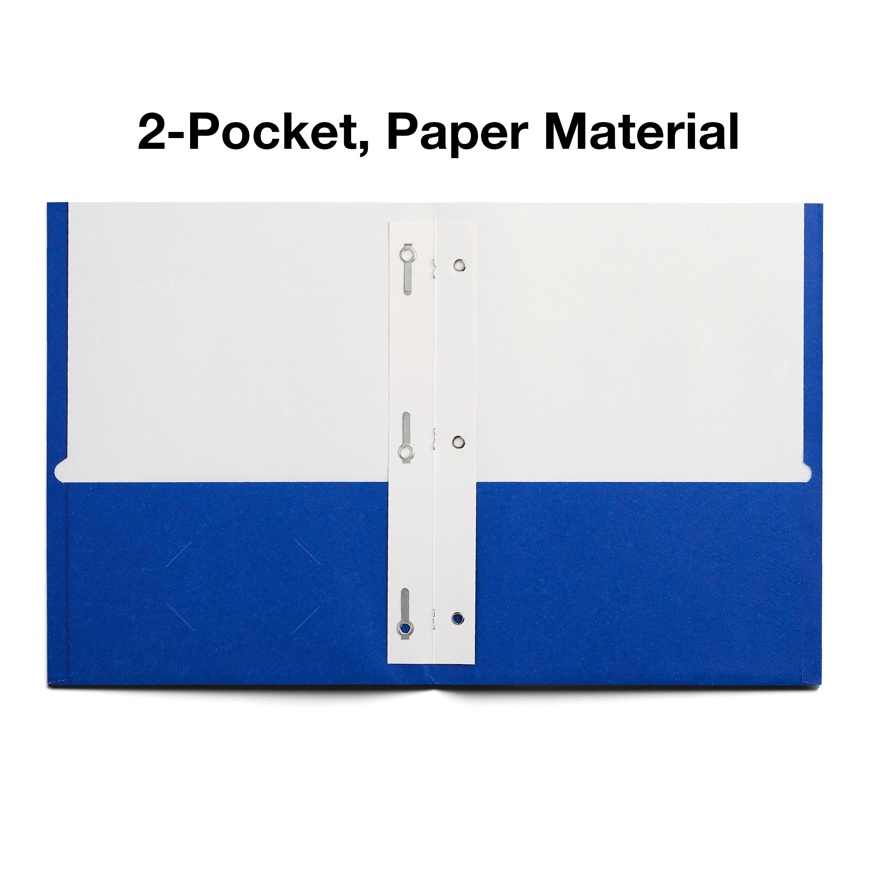 Staples Smooth 2-Pocket Paper Folder with Fasteners, Blue, 25/Box