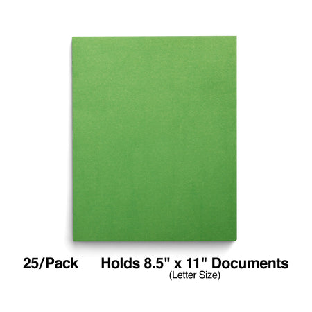 Staples Smooth 2-Pocket Paper Folder with Fasteners, Green, 25/Box