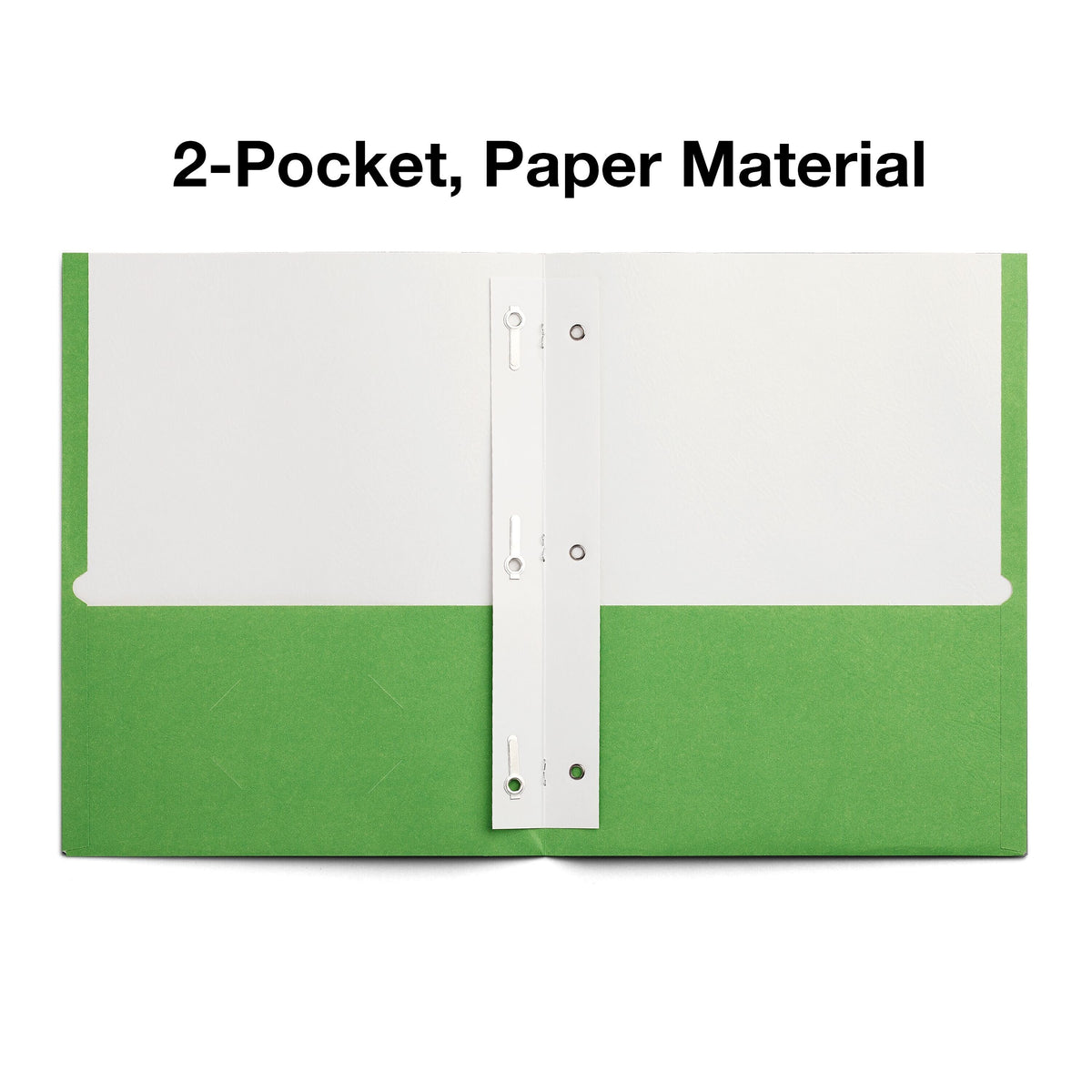 Staples Smooth 2-Pocket Paper Folder with Fasteners, Green, 25/Box