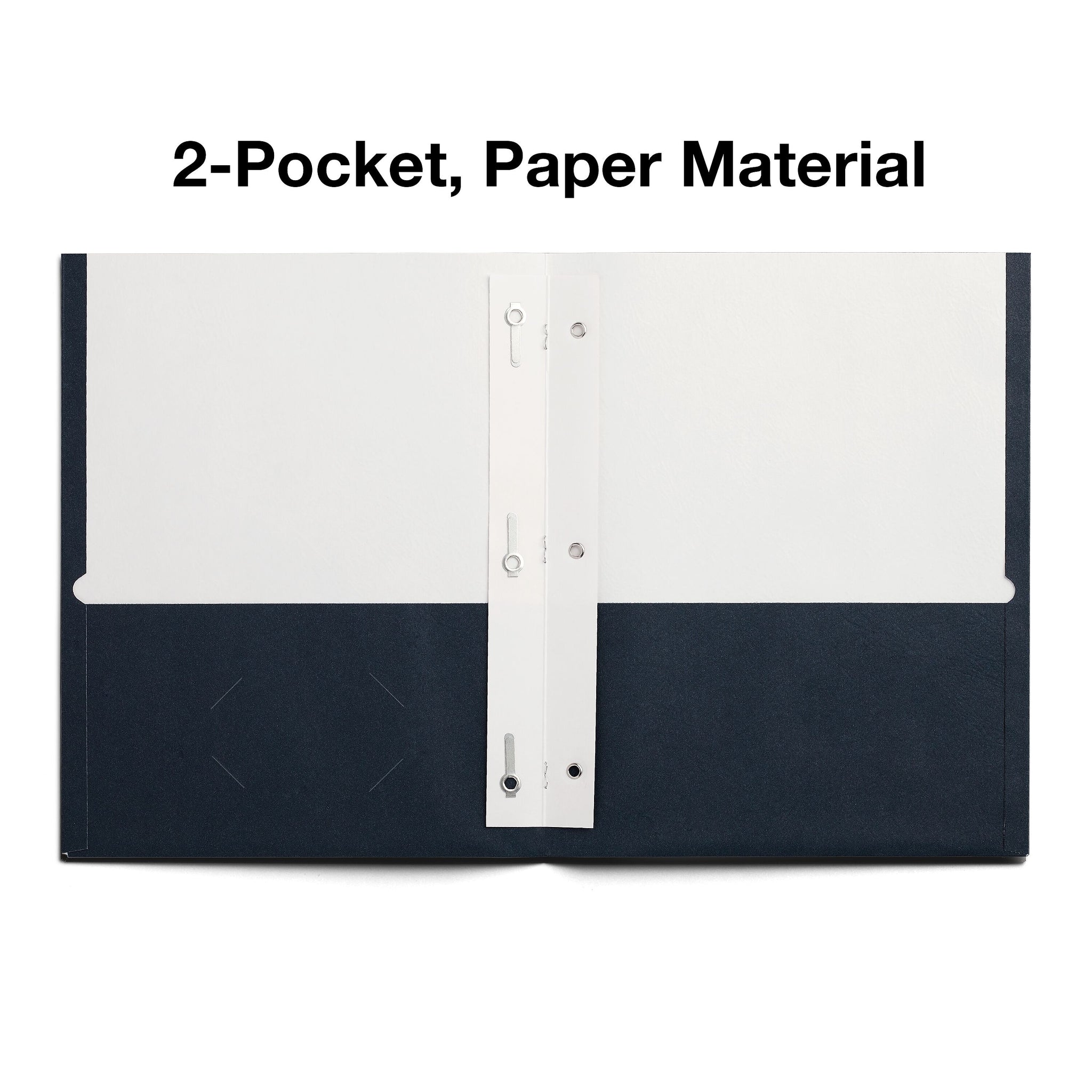 Staples Smooth 2-Pocket Paper Folder with Fasteners, Navy, 25/Box