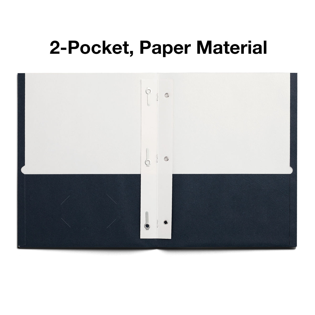 Staples Smooth 2-Pocket Paper Folder with Fasteners, Navy, 25/Box