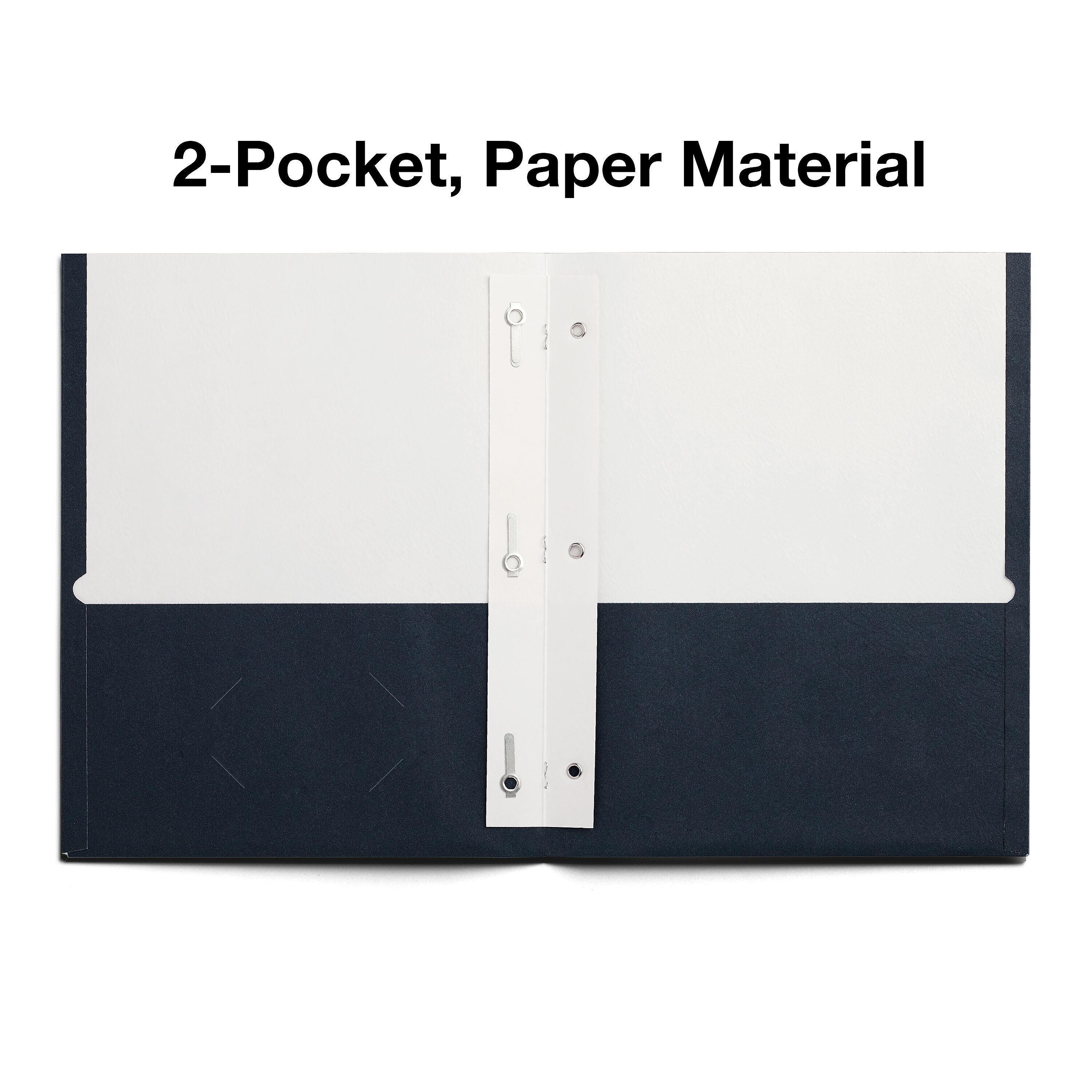 Staples Smooth 2-Pocket Paper Folder with Fasteners, Navy, 25/Box