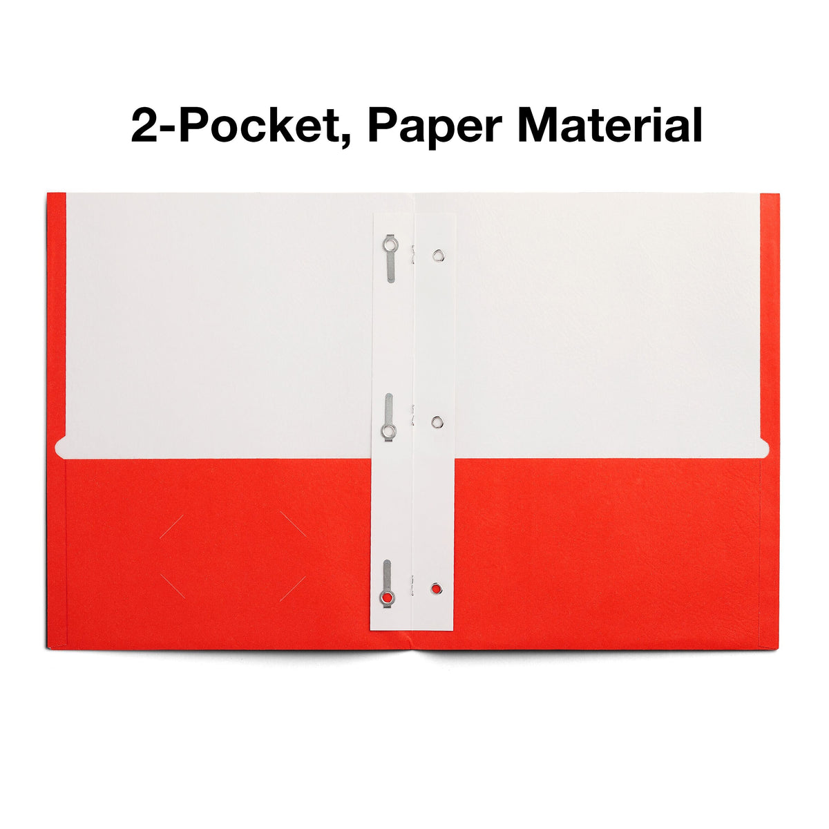 Staples Smooth 2-Pocket Paper Folder with Fasteners, Orange, 25/Box