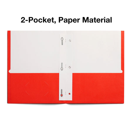 Staples Smooth 2-Pocket Paper Folder with Fasteners, Orange, 25/Box