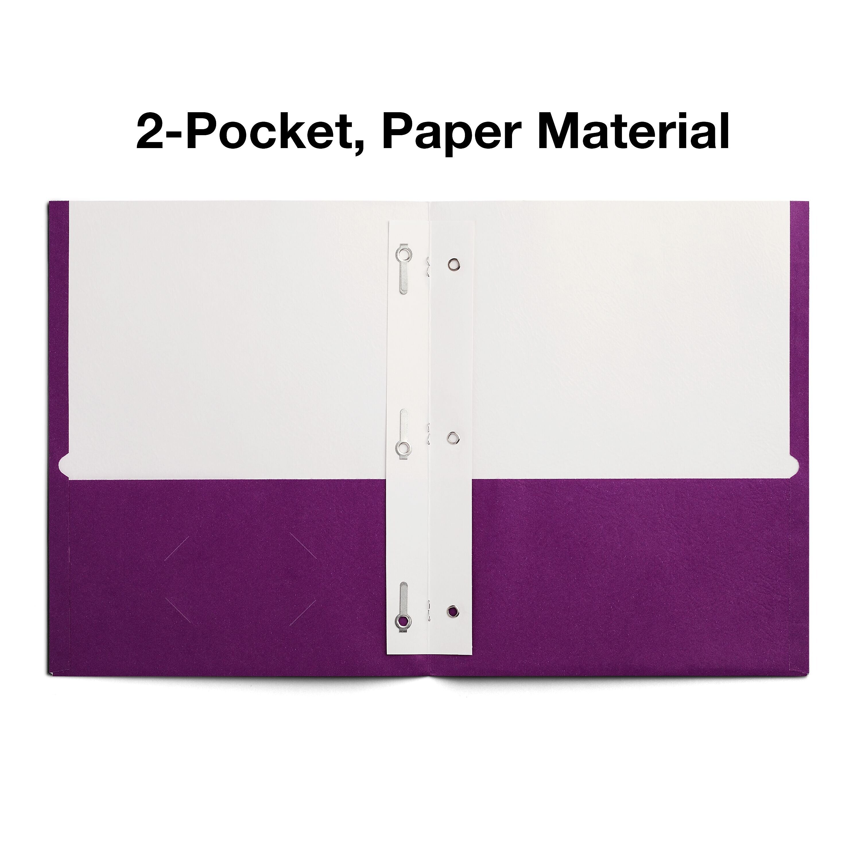 Staples Smooth 2-Pocket Paper Folder with Fasteners, Purple, 25/Box