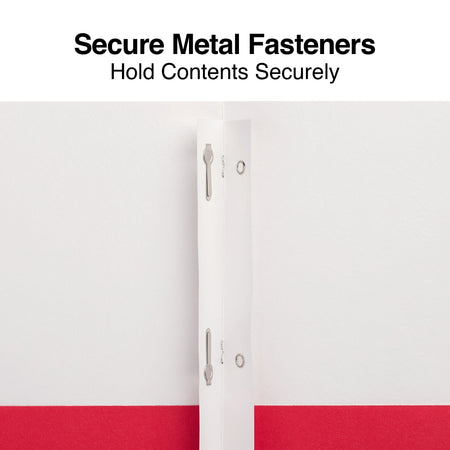 Staples Smooth 2-Pocket Paper Folder with Fasteners, Red, 25/Box