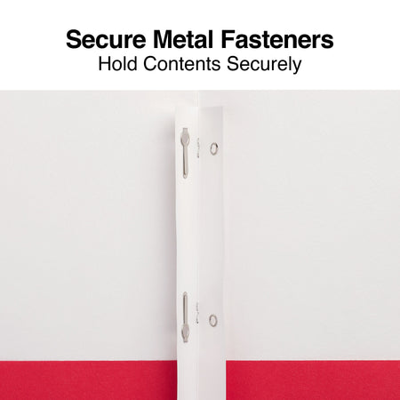 Staples Smooth 2-Pocket Paper Folder with Fasteners, Red, 25/Box