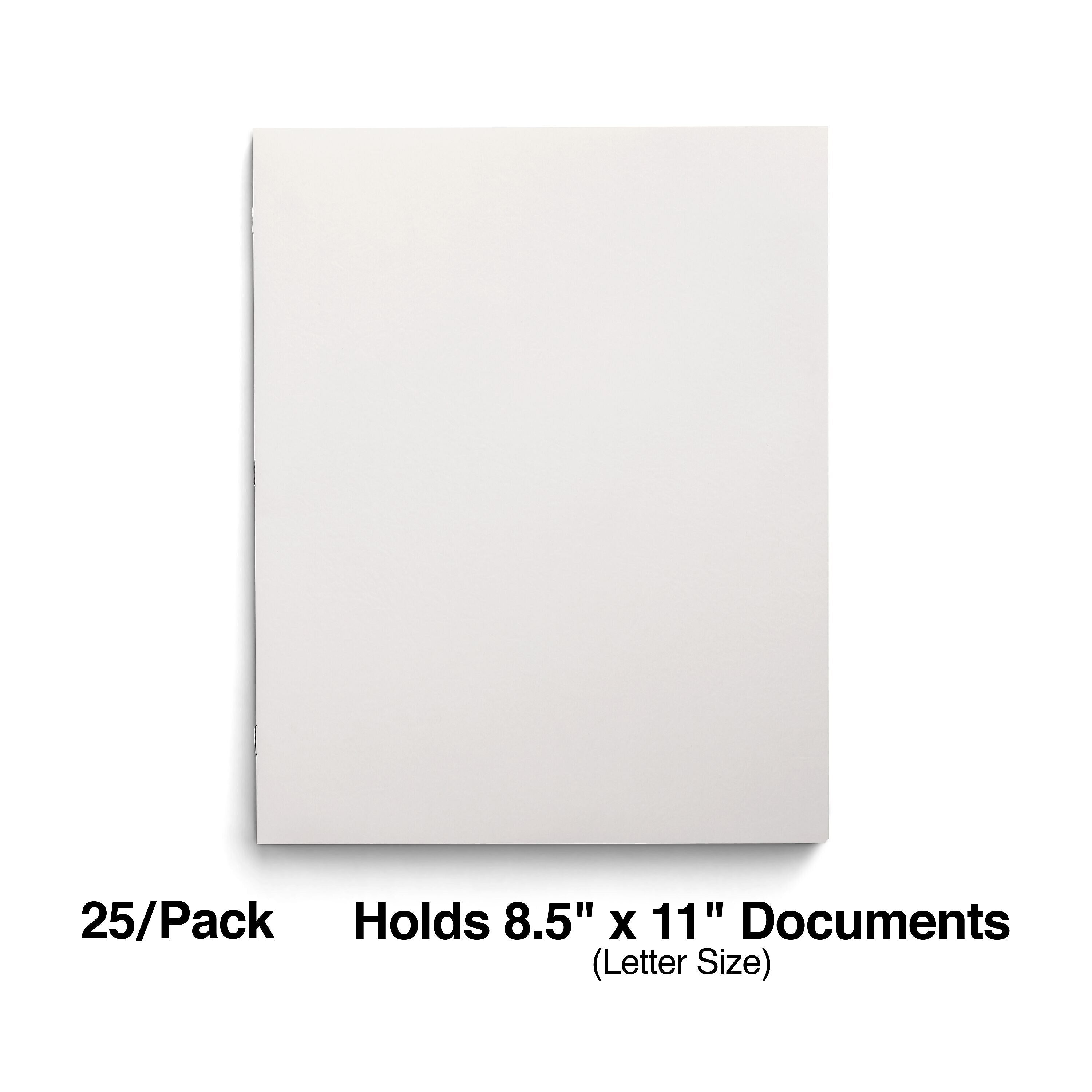 Staples Smooth 2-Pocket Paper Folder with Fasteners, White, 25/Box