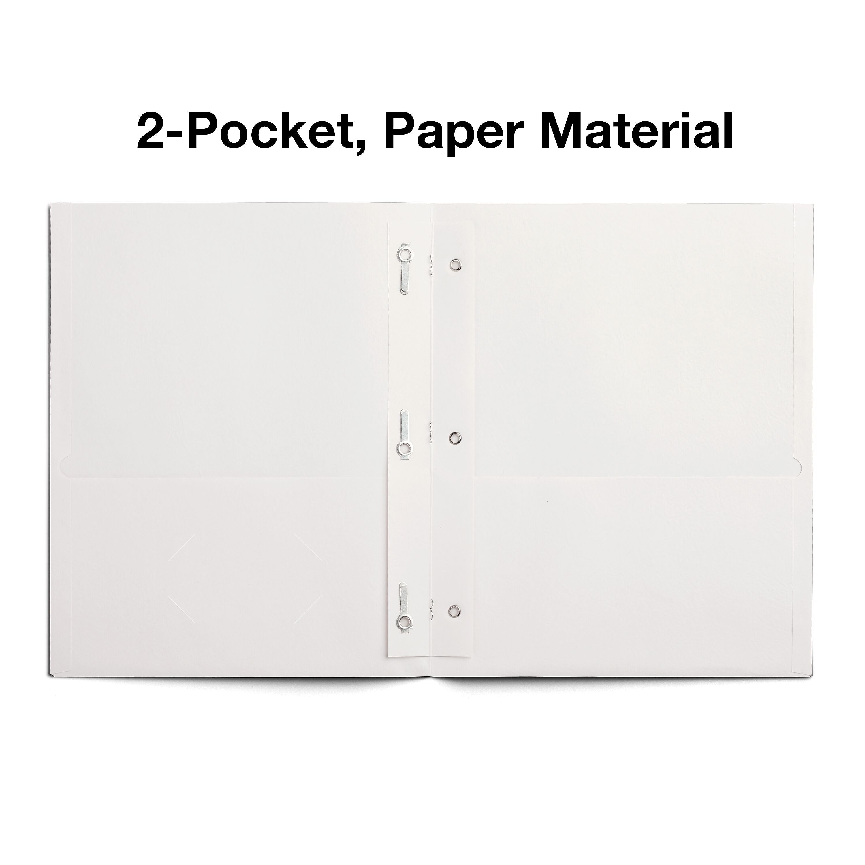 Staples Smooth 2-Pocket Paper Folder with Fasteners, White, 25/Box