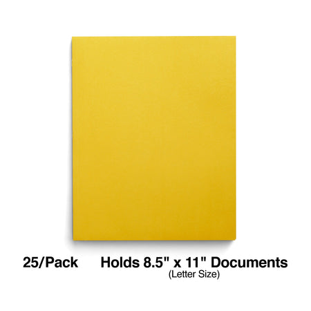 Staples Smooth 2-Pocket Paper Folder with Fasteners, Yellow, 25/Box