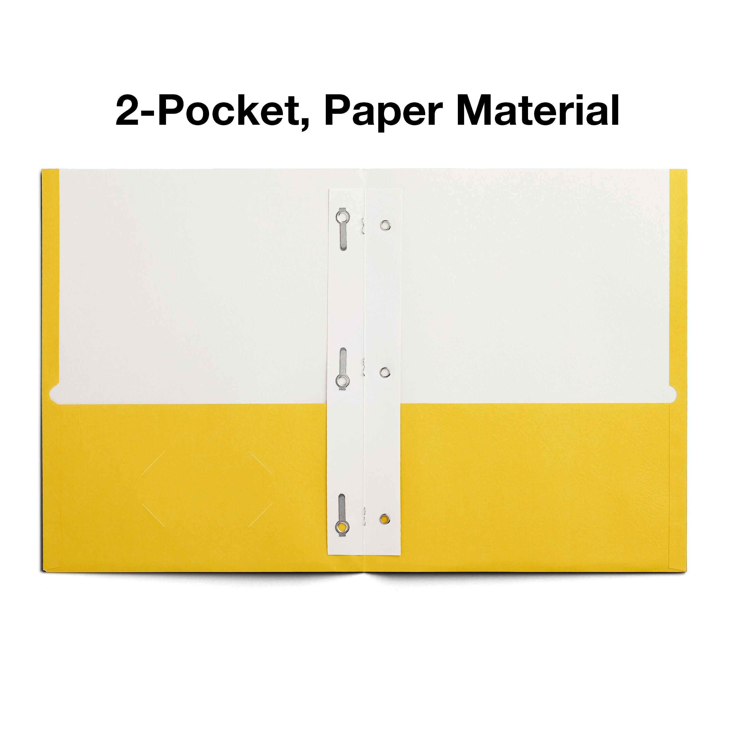 Staples Smooth 2-Pocket Paper Folder with Fasteners, Yellow, 25/Box