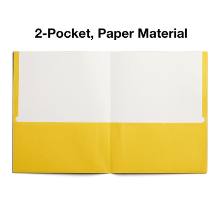 Staples Smooth 2-Pocket Paper Folder, Yellow, 25/Box