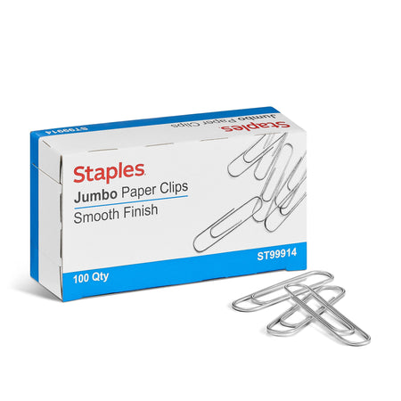 Staples Smooth Paper Clips, Jumbo, 100/Box