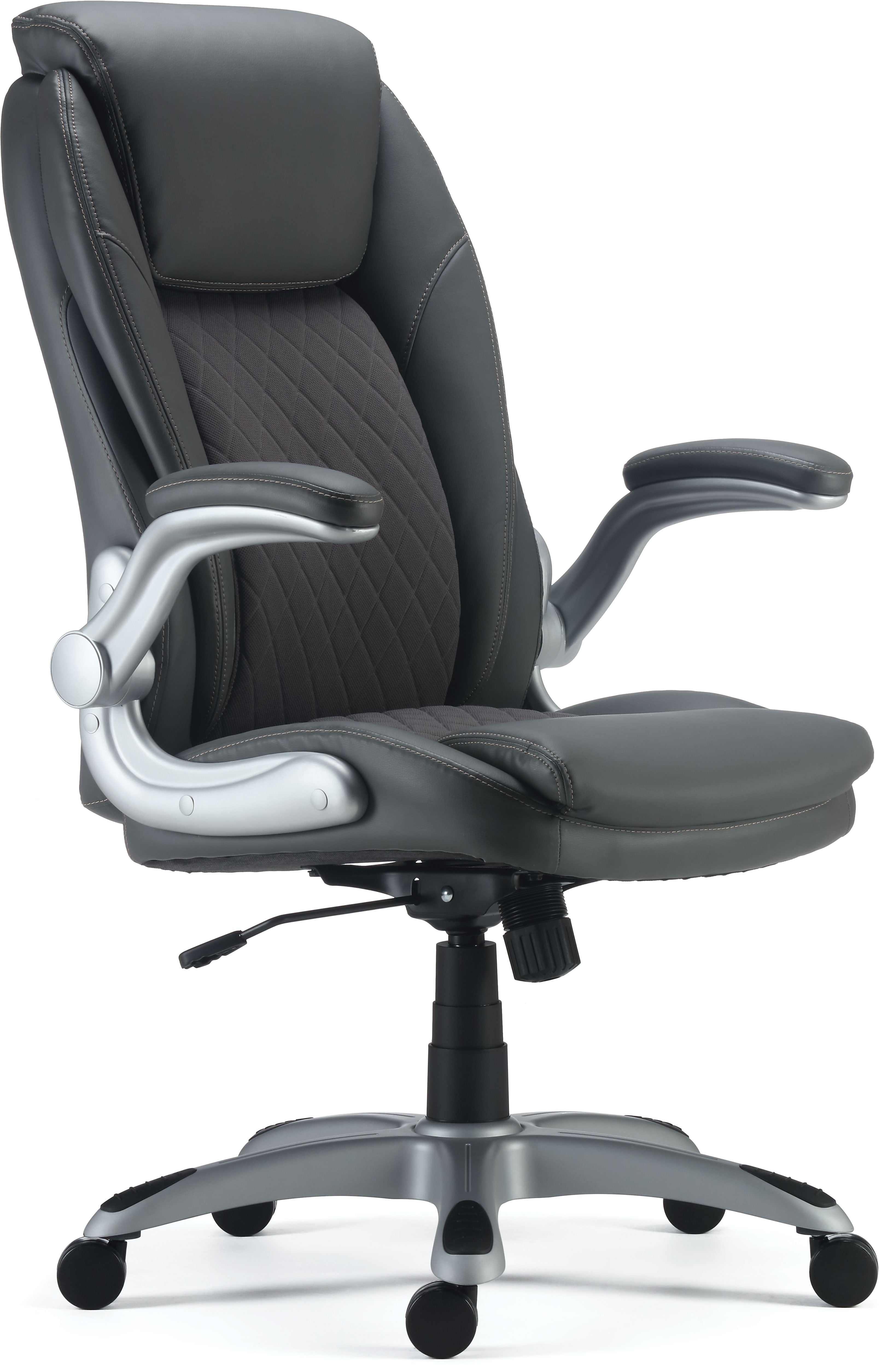 Staples Sorina Ergonomic Bonded Leather Swivel Executive Chair, Grey