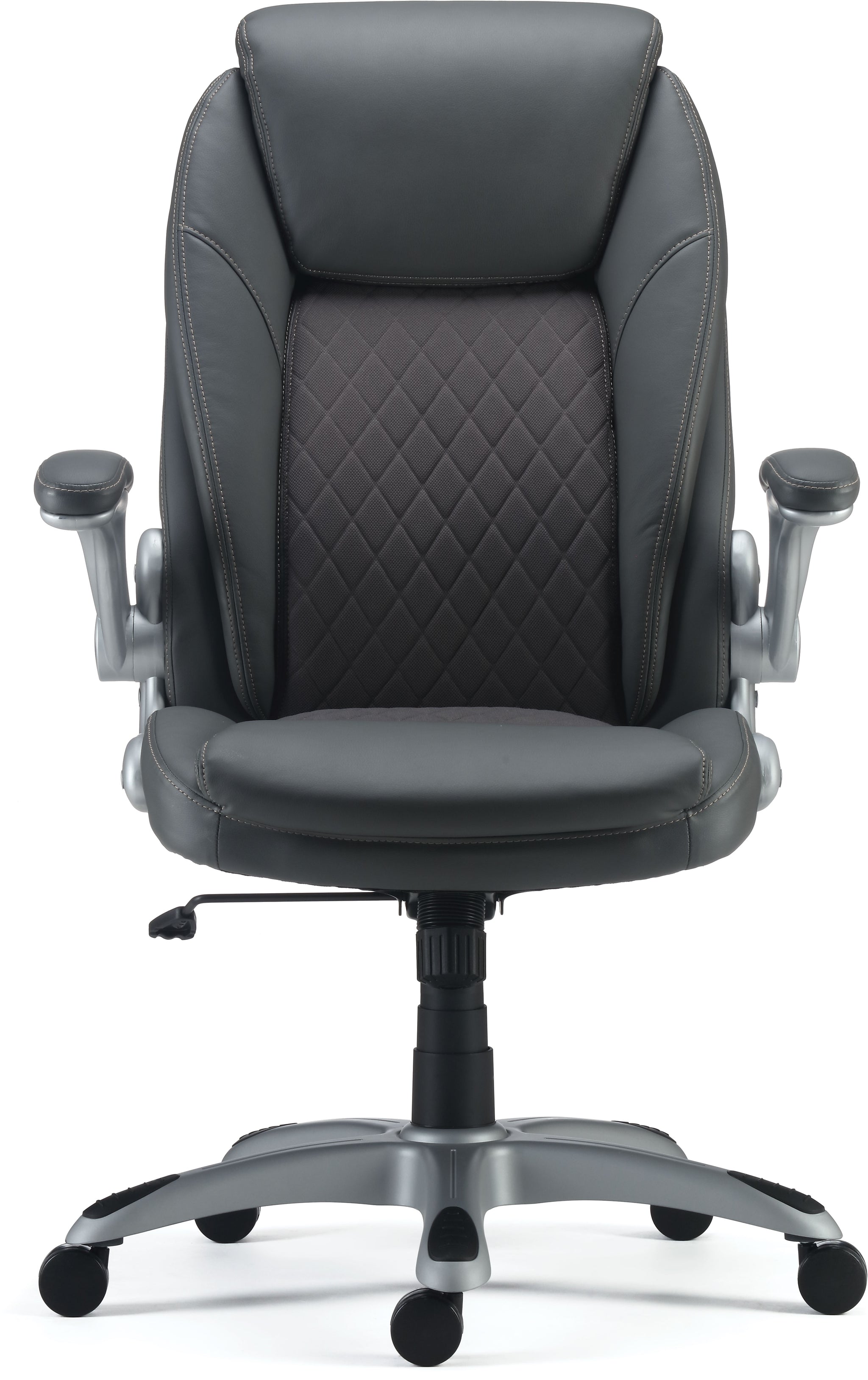 Staples Sorina Ergonomic Bonded Leather Swivel Executive Chair, Grey