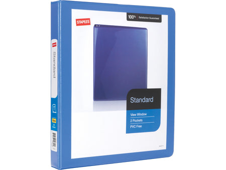 Staples Standard 1" 3-Ring View Binder, Periwinkle