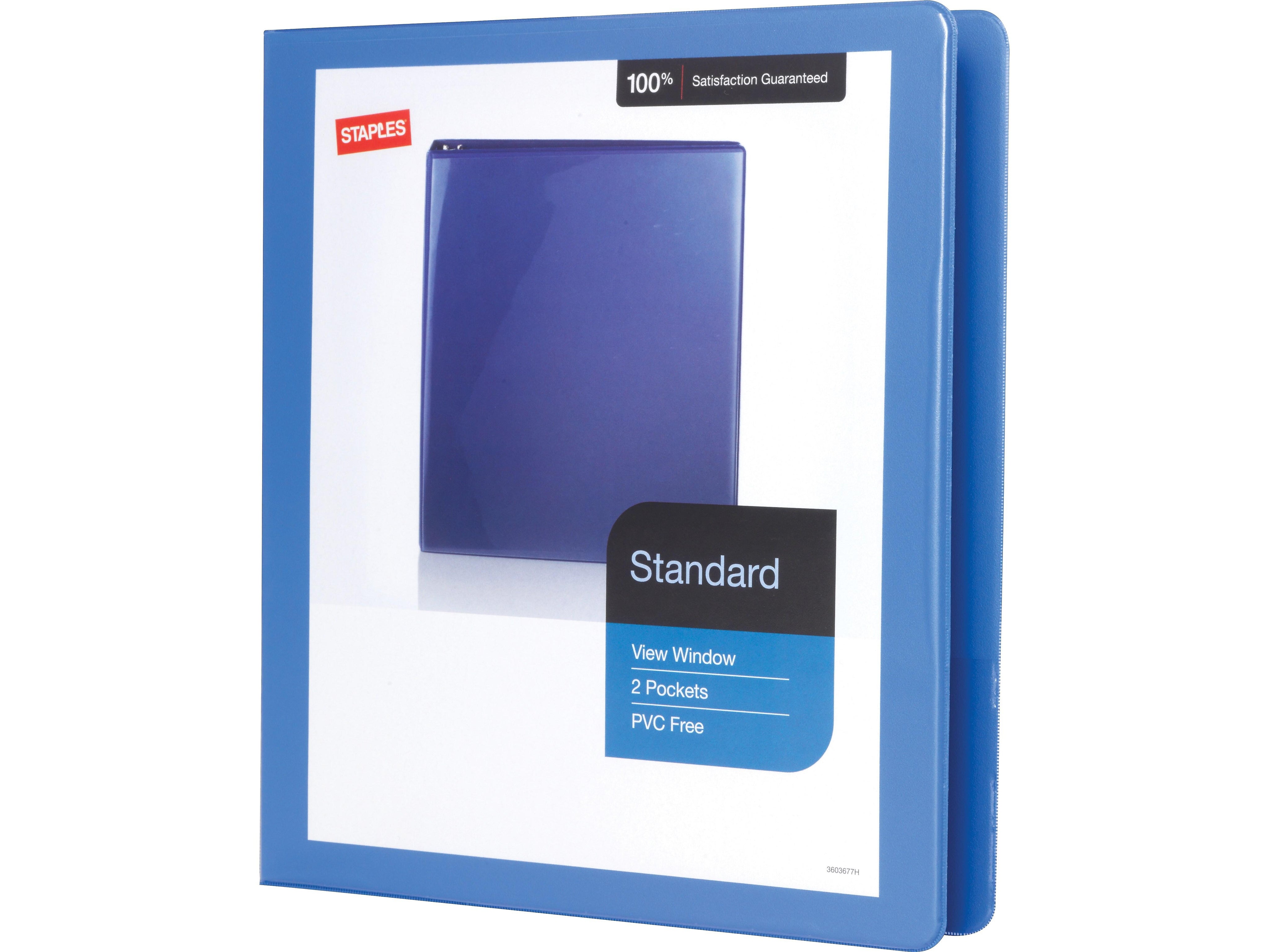 Staples Standard 1" 3-Ring View Binder, Periwinkle