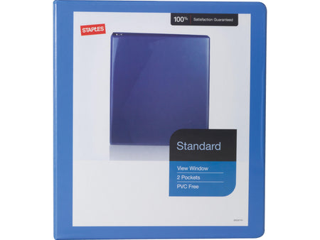 Staples Standard 1" 3-Ring View Binder, Periwinkle