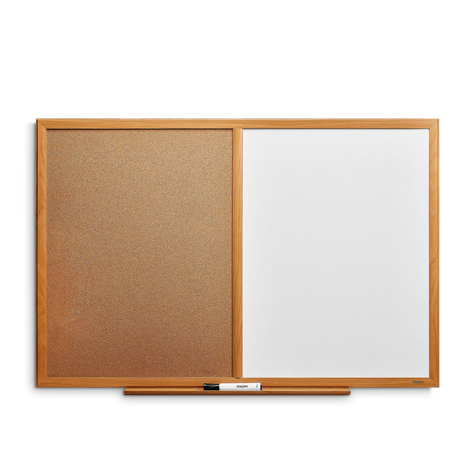 Staples Standard Cork & Dry Erase Whiteboard, 3' x 2'