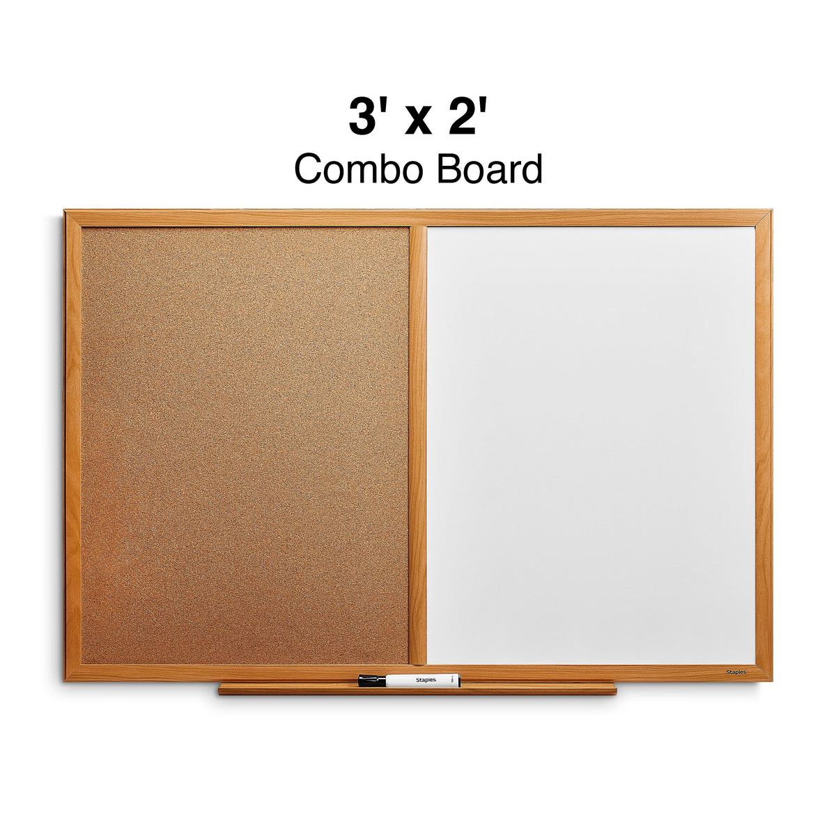 Staples Standard Cork & Dry Erase Whiteboard, 3' x 2'