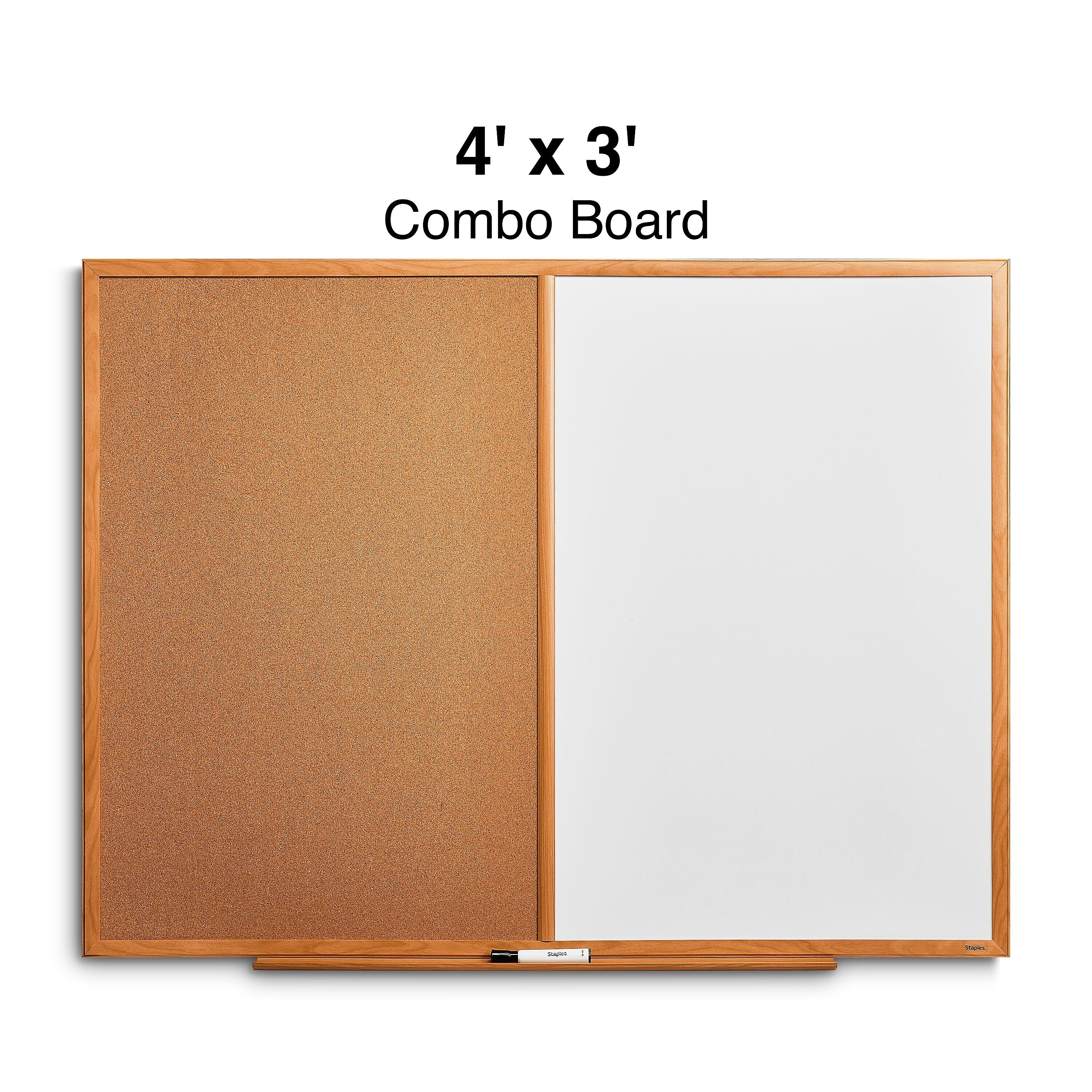 Staples Standard Cork & Dry Erase Whiteboard, 4' x 3'