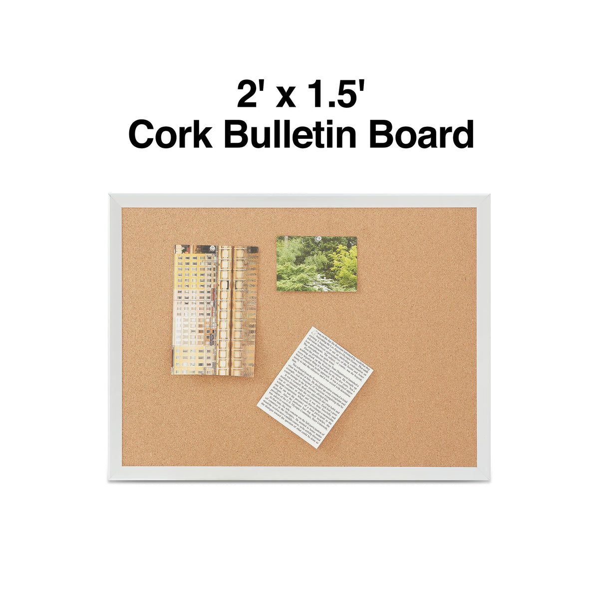 Staples Standard Durable Cork Bulletin Board, Aluminum Frame, 2'W x 1.5'H