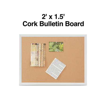 Staples Standard Durable Cork Bulletin Board, Aluminum Frame, 2'W x 1.5'H