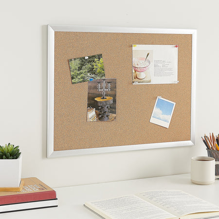 Staples Standard Durable Cork Bulletin Board, Aluminum Frame, 2'W x 1.5'H