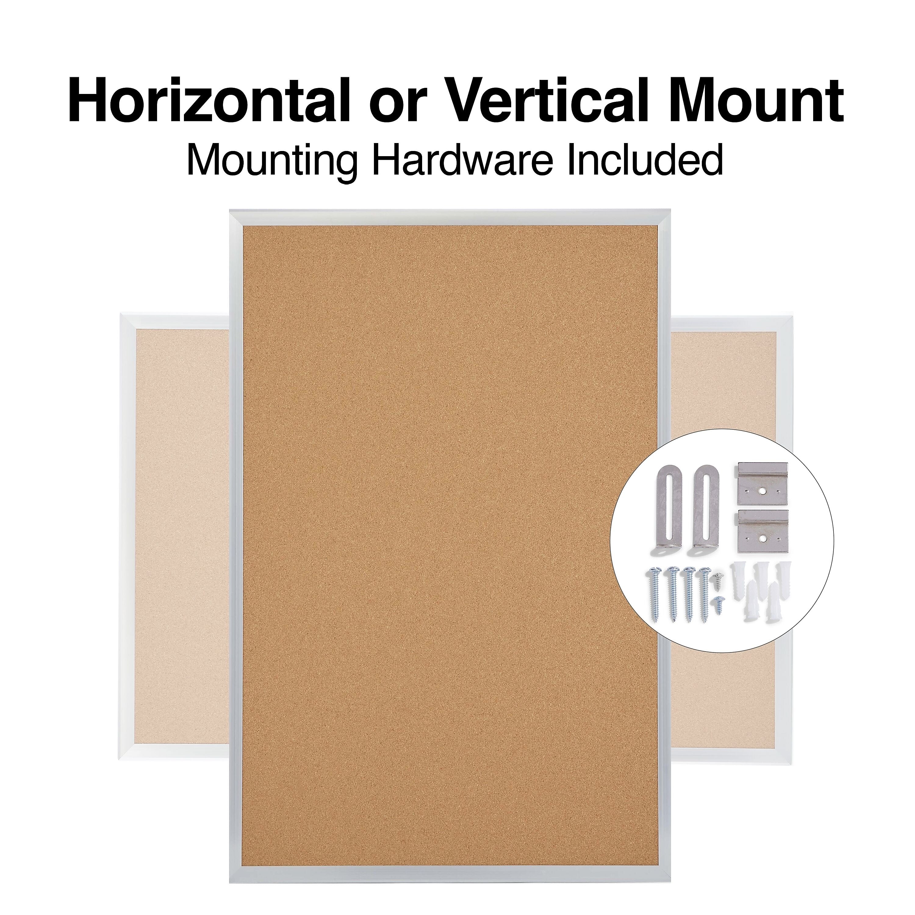 Staples Standard Durable Cork Bulletin Board, Aluminum Frame, 3'W x 2'H