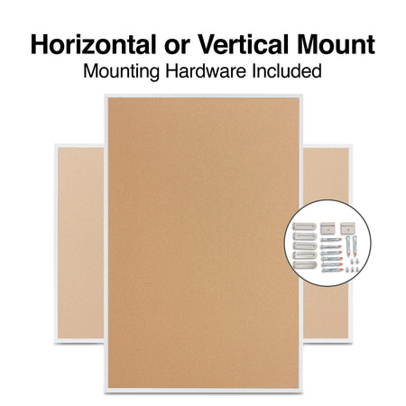 Staples Standard Durable Cork Bulletin Board, Aluminum Frame, 6'W x 4'H