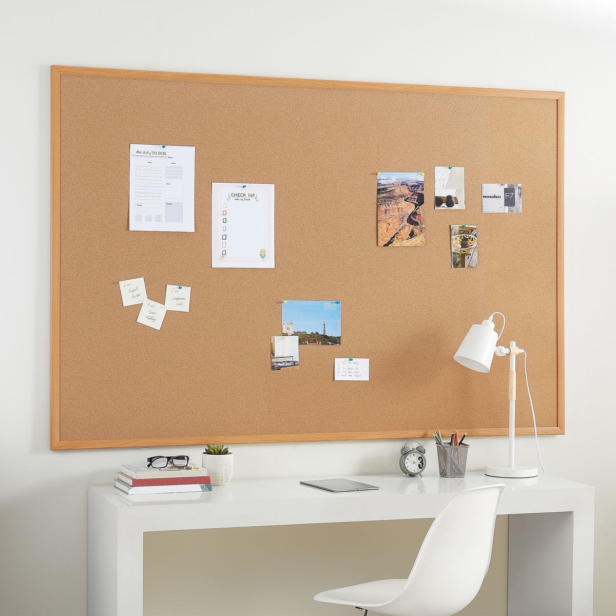 Staples Standard Durable Cork Bulletin Board, Aluminum Frame, 6'W x 4'H