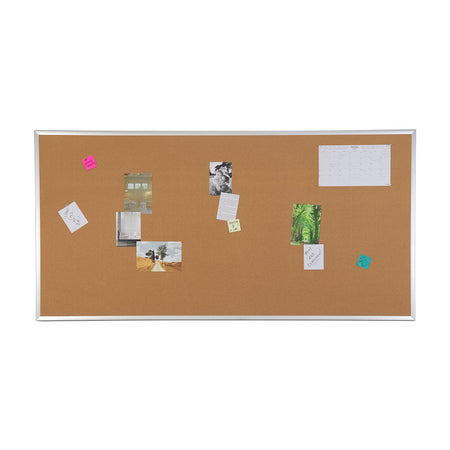 Staples Standard Durable Cork Bulletin Board, Aluminum Frame, 8'W x 4'H