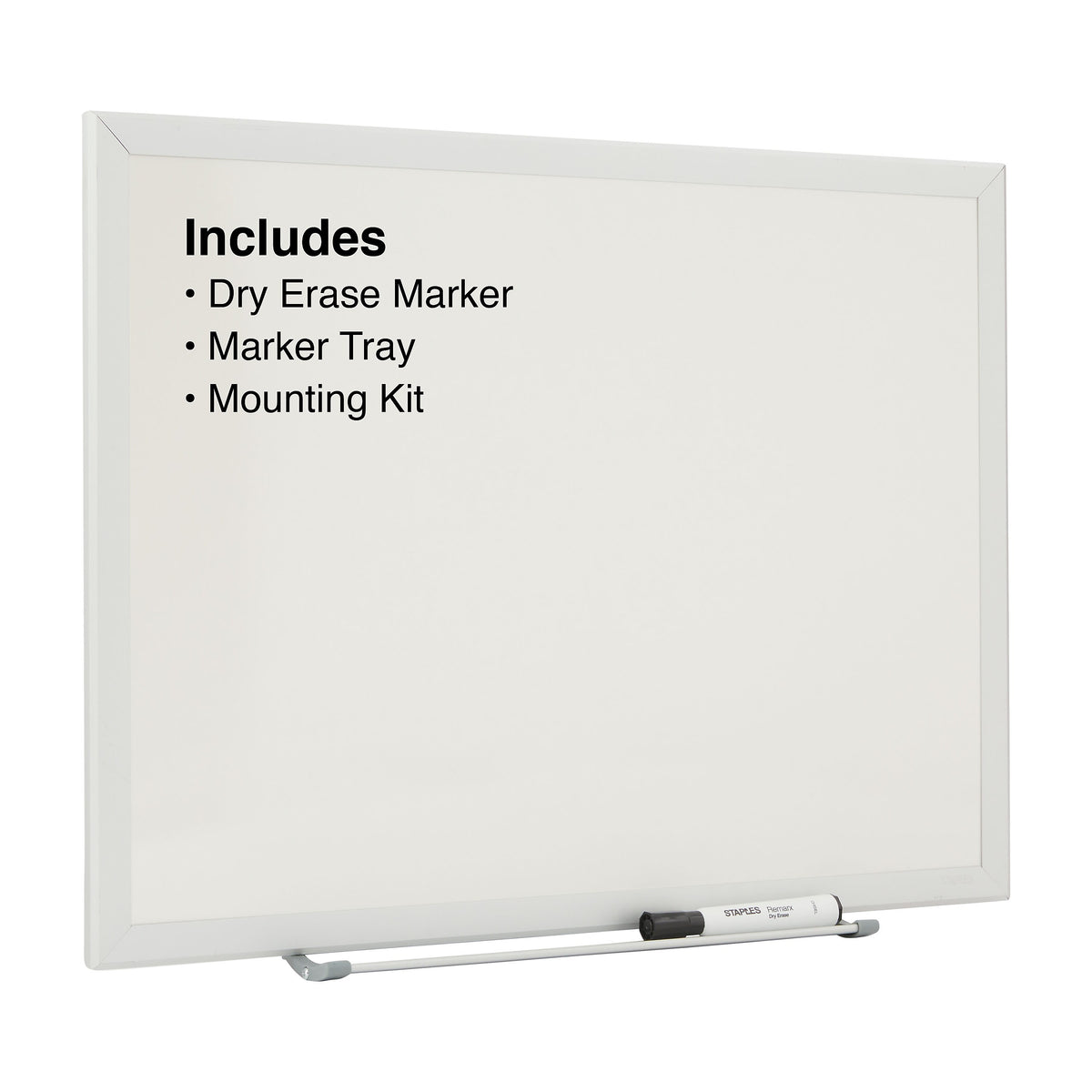 Staples Standard Durable Melamine Dry-Erase Whiteboard, Aluminum Frame, 2' x 1.5'