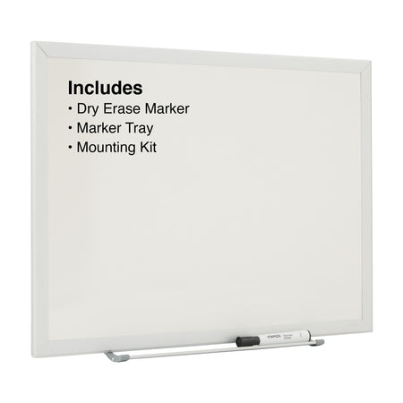 Staples Standard Durable Melamine Dry-Erase Whiteboard, Aluminum Frame, 2' x 1.5'