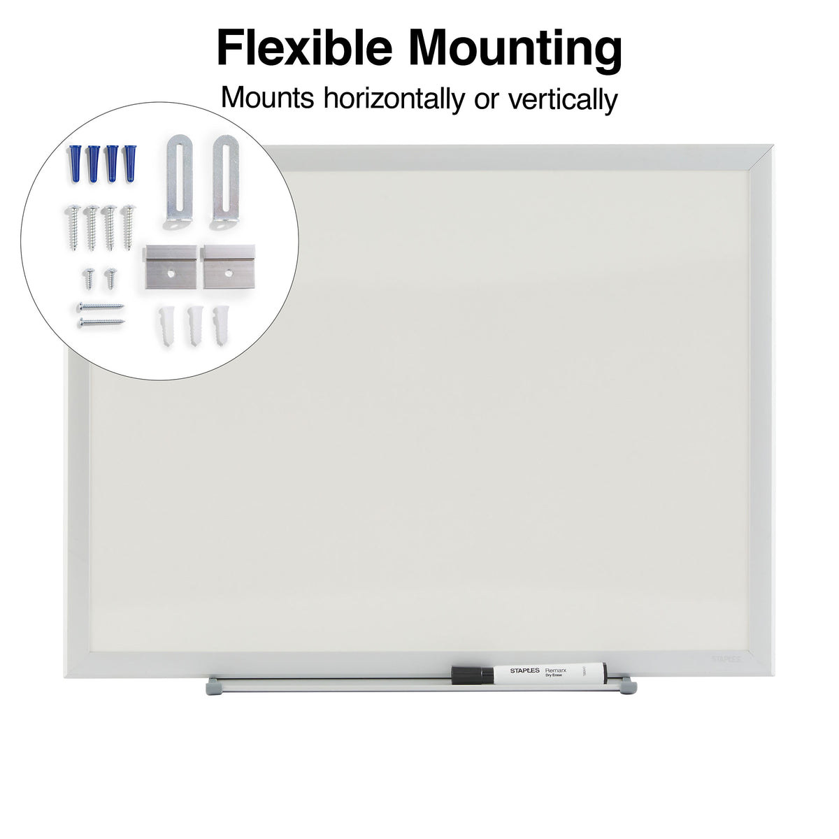 Staples Standard Durable Melamine Dry-Erase Whiteboard, Aluminum Frame, 2' x 1.5'