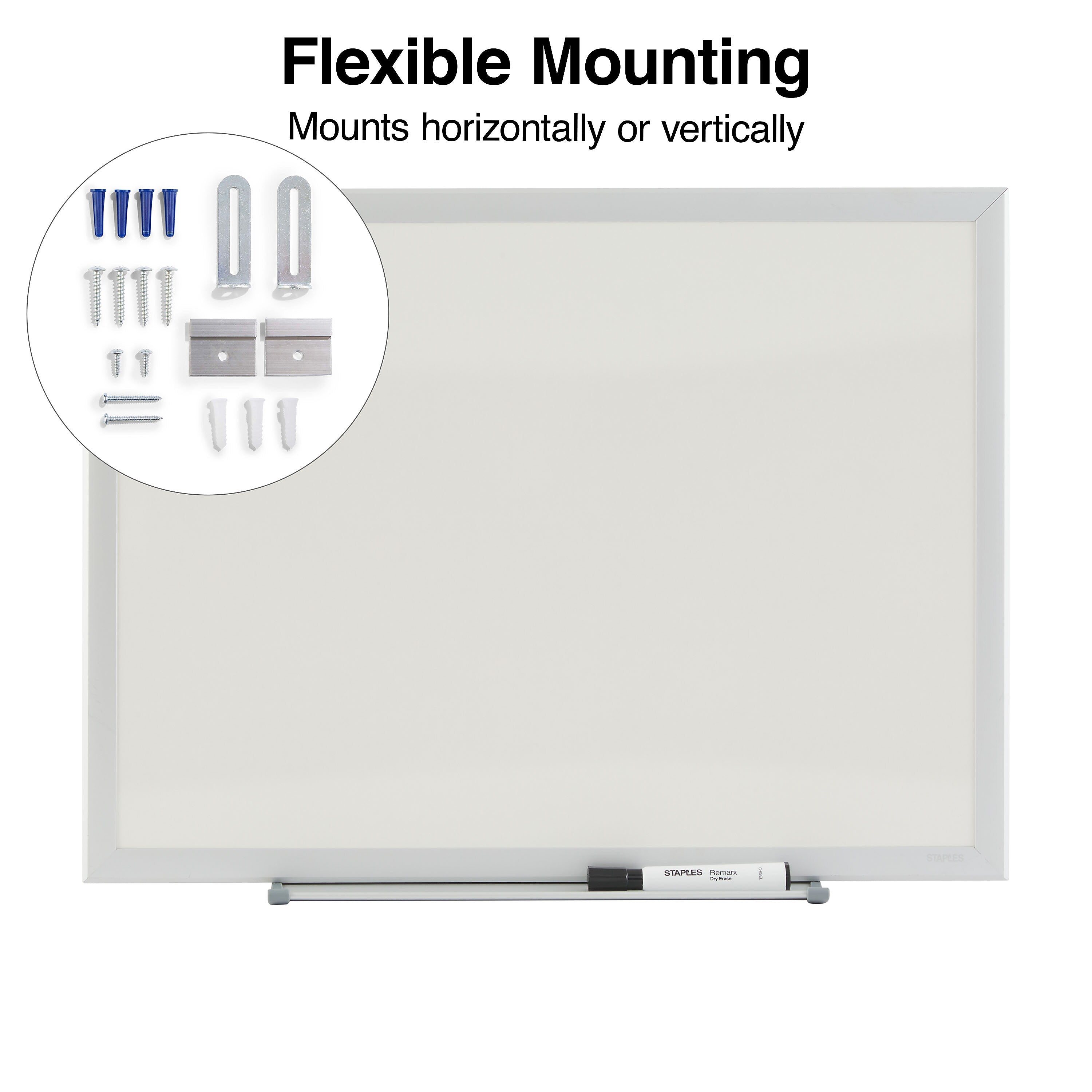 Staples Standard Durable Melamine Dry-Erase Whiteboard, Aluminum Frame, 2' x 1.5'